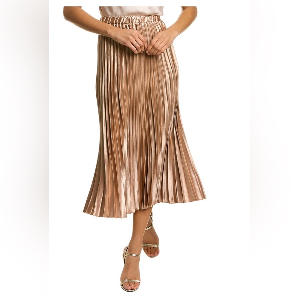 Anne Klein- pleated midi skirt in gold